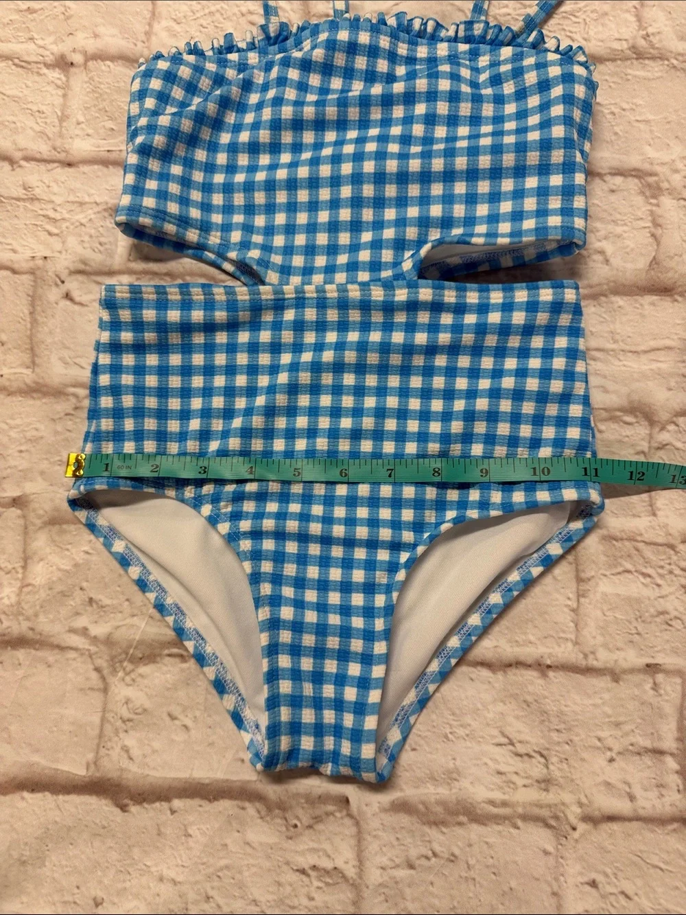Kids Blue Gingham One-Piece Swimsuit